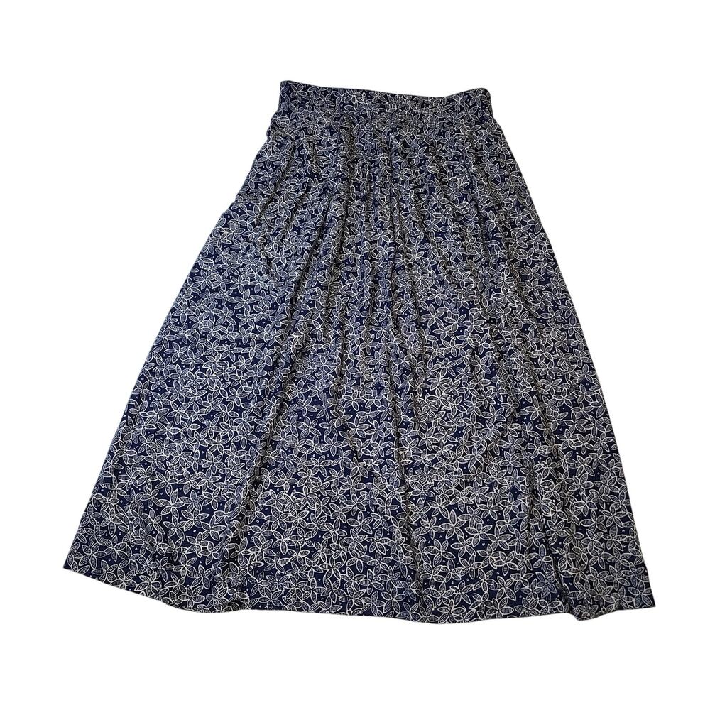 Norton McNaughton Vintage 80's Cottoncore Floral Blue White Maxi Skirt Size 10